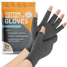 Fingerless Arthritis Compression Gloves Gray Medium for Pain Relief and Typing Support
