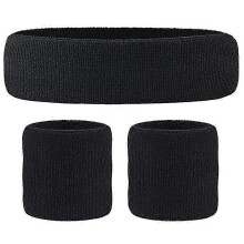 (A01) Breathable Cotton Sweatband Set - High-Elastic Fitness & Running