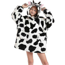 (Cows) Kids Oversized Hoodie Blanket - Soft Fleece Wearable Pullover