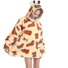(Giraffe) Kids Oversized Hoodie Blanket - Soft Fleece Wearable Pullover