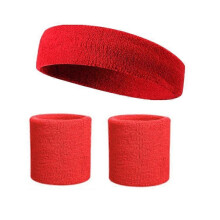 (A02) Breathable Cotton Sweatband Set - High-Elastic Fitness & Running