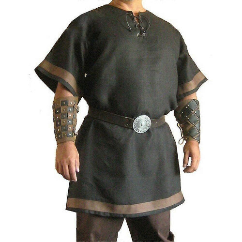 (Red, 2XL) Medieval Viking Pirate Shirt for Men