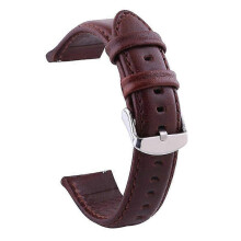 (Dark Brown, 18mm) Cinturino universale in similpelle per orologio, 18-24 mm, con perno di fissaggio [JKW]