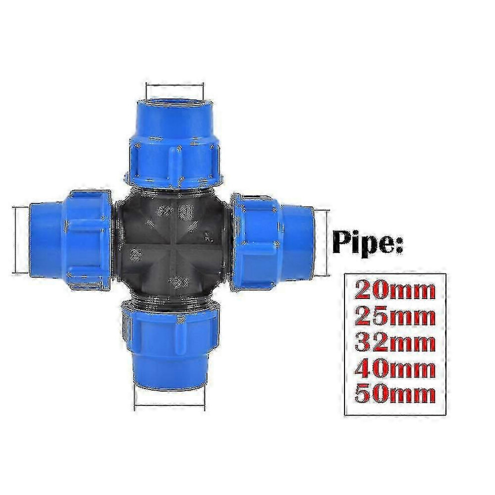 (Cross, 40Mm) 20-50Mm Pvc/Pe Water Splitter Valve For Garden Irrigation 4521832411070