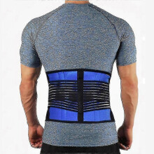 (XXL) Blue Nylon Back Brace: Lumbar Support Belt for Pain Relief & Posture Correction - S to XXXXL