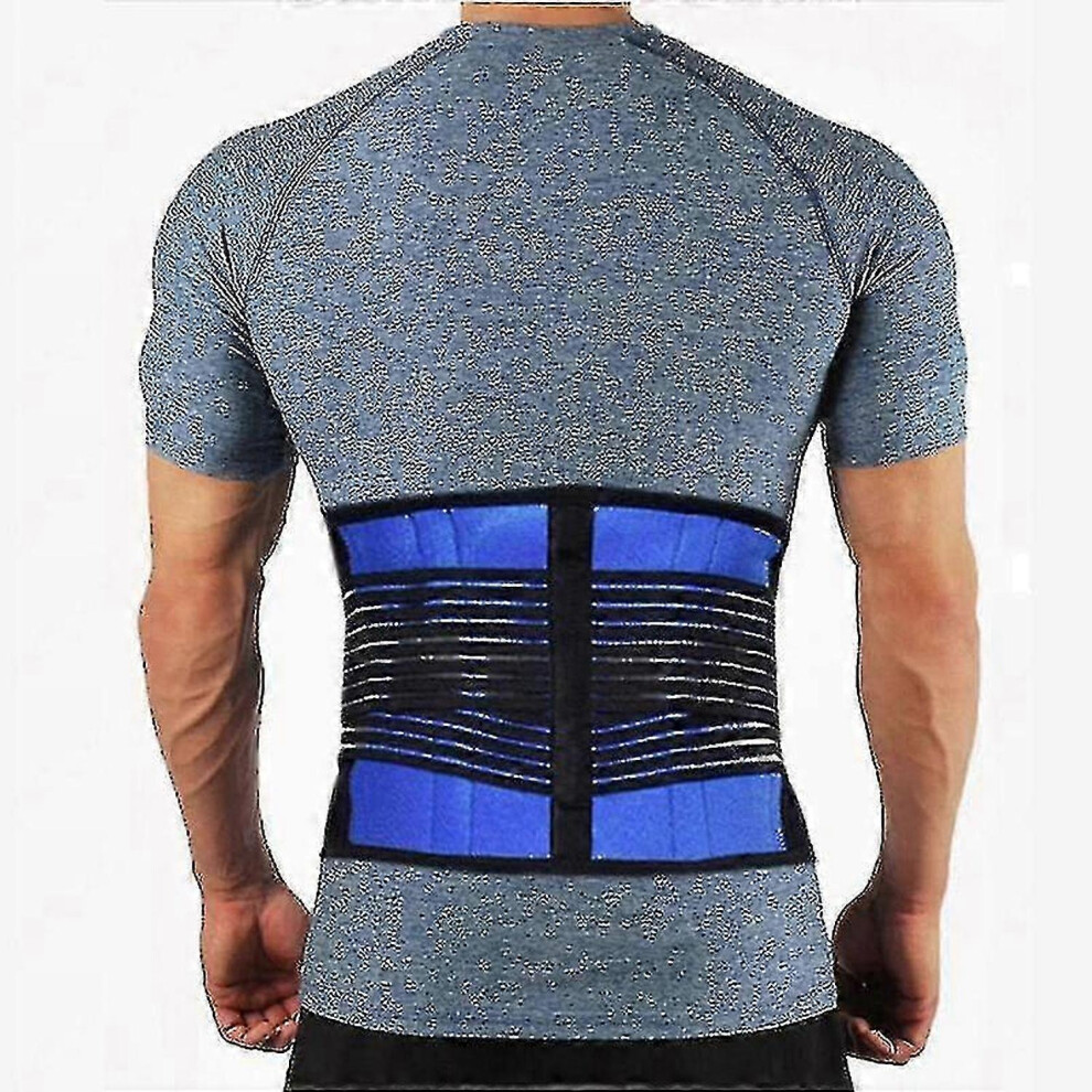 Blue (Xxl) Nylon Back Brace: Lumbar Support Belt For Pain Relief & Posture Correction - S To Xxxxl