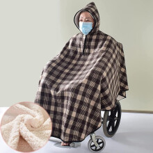 Hooded Wheelchair Blanket for Adults with Thick Plush Lining, Warm Lap Cover for Winter and Outdoor Use