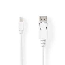 Mini DisplayPort kabel | DisplayPort 1.4 | Mini DisplayPort han | DisplayPort Han | 48 Gbps | Nikkelplateret | 2.00 m | Runde | PVC | Hvid | Blister