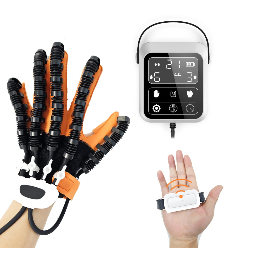 Rehabilitation Robot Glove for Stroke Recovery, Mirror Hand Therapy Device with Adjustable Pressure (Right Hand, M)