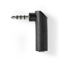 Stereo Audio Adapter | 3.5 mm Hanstik | 3.5 mm Hunstik | Nikkelplateret | Vinkel 90 | Metal | Sort | 10 stk. | Plastikpose