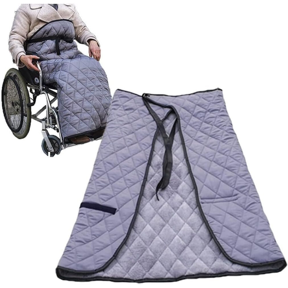 Black/Gray Waterproof Wheelchair Blanket With Fleece Lining, Warm Winter Leg Cover For Mobility And Electric Scooters B