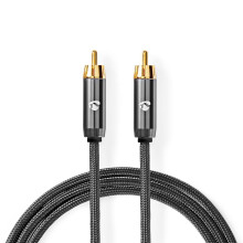 subwoofer Cable | RCA Male | RCA Male | Gold Plated | 3.00 m | Round | 4.5 mm | Anthracite / Gray With Metal | Lid
