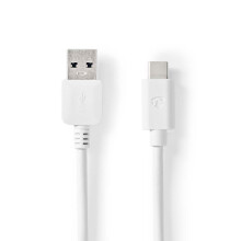 USB-Kabel | USB 3.2 Gen 2 | USB-A Stecker | USB-C Stecker | 60 W | 10 Gbps | Vernickelt | 1,00 m | Rund | PVC | Weiß | Box