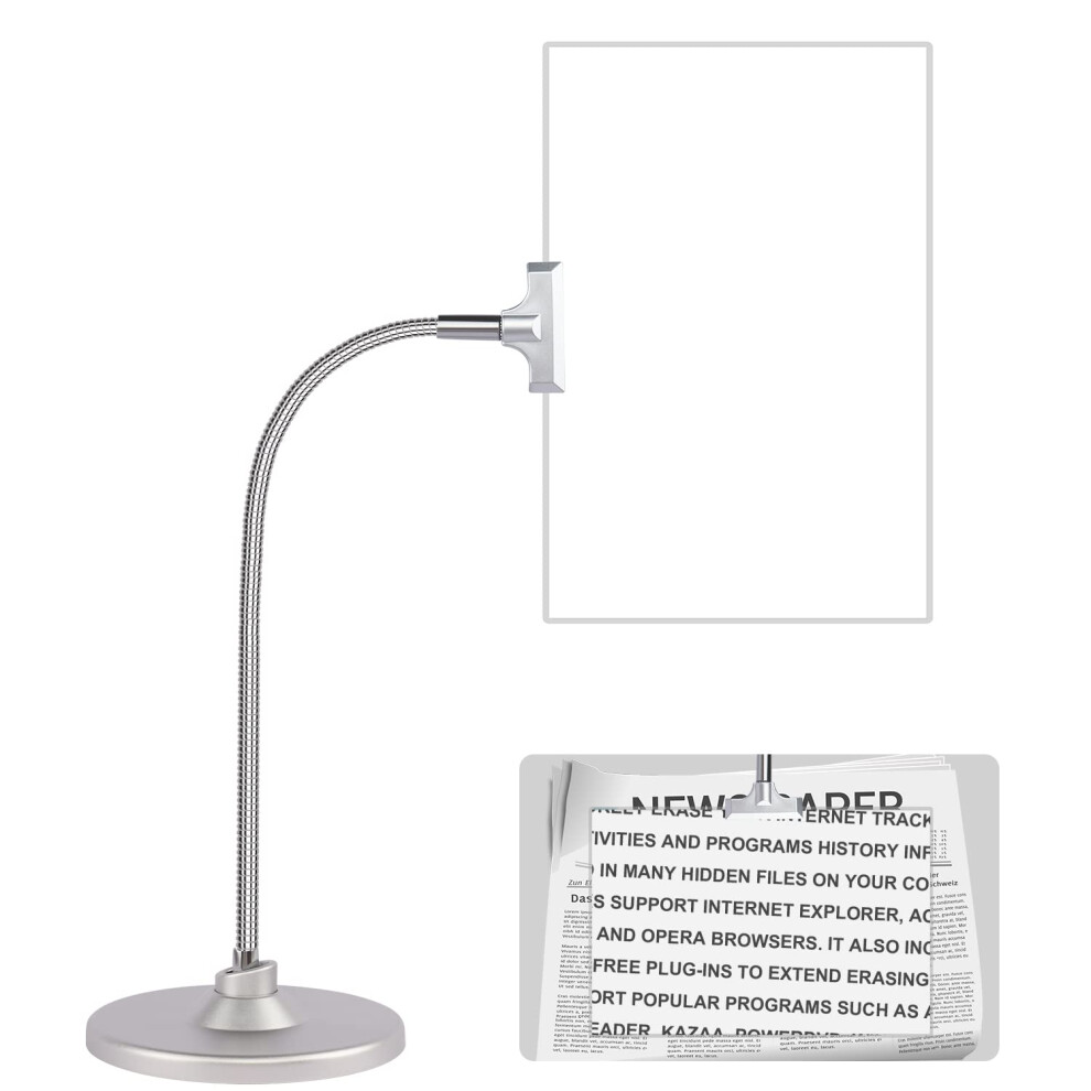 Magnifying Glass with Stand 10'x6' Large Page Magnifier 4X Clear Viewing Flexible Gooseneck for Reading Seniors
