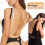 (Black, XL) Backless Push-Up Bodysuit Thong 3