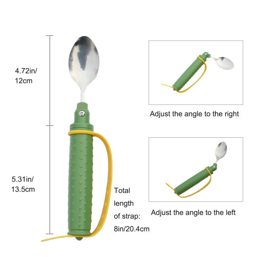 Adaptive Eating Spoon with Adjustable Angle and Secure Silicone Strap for Parkinson's Elderly Adults 2