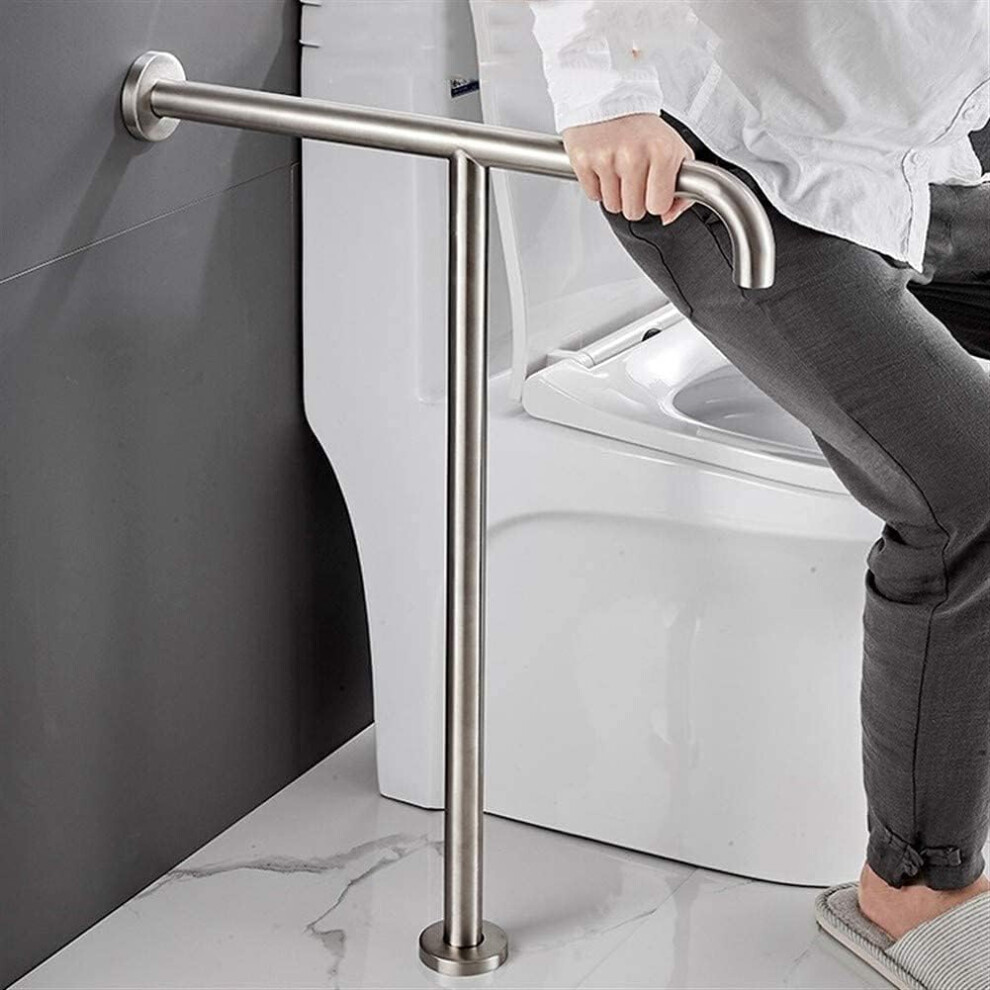 Toilet Safety Rail with TShaped Stability Support, HeavyDuty 440 lb Capacity, WalltoFloor Bathroom Grab Bar for Elderly
