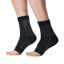 Open Toe Compression Socks for Women and Men, Arch Support Foot Sleeves for Plantar Fasciitis Relief, Black Large