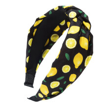 Lovely Fruit Pattern Design Fabric Hairband Knotted-Black