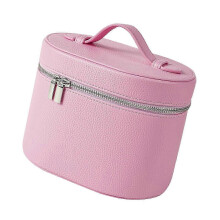 (Pink) Leather Makeup Bag Travel Toiletry Bag with Zipper Fashion Cosmetic Bag Handbag Makeup Pouch Portable Storage Bag Gifts brown New Arrival
