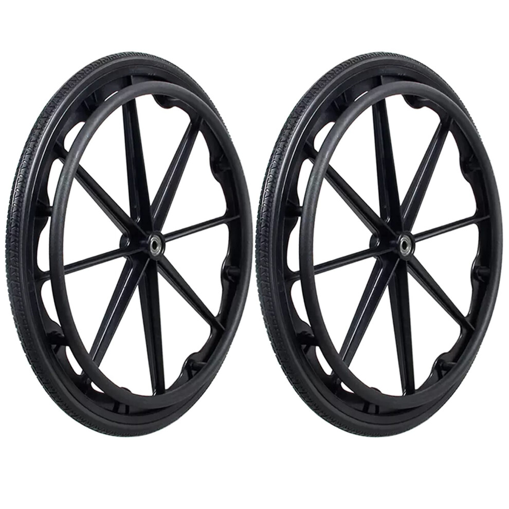 22 Inch Solid Polyurethane Wheelchair Rear Wheels Set of 2, Punctureâ NonâPneumatic Tires with Push Rings for Smooth Quiet Rolling