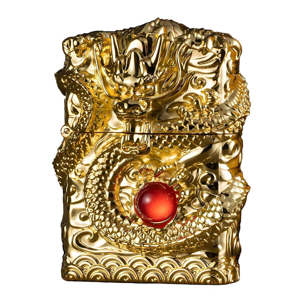 Gold Antique Dragon Lighter Engraved Windproof Refillable Vintage Kerosene Trench Lighter Gift