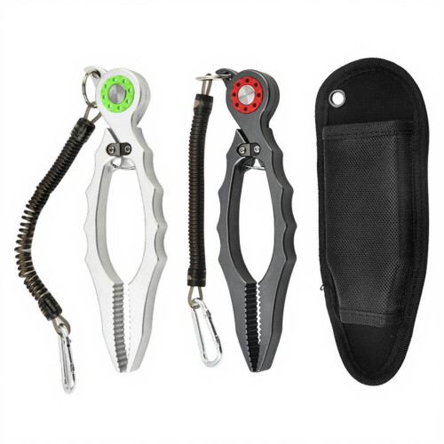 Fish Holder Tool Grabber with Coiled Strap Fishing-Silver 1