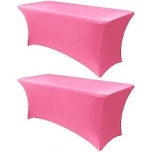 6ft Stretch Table Cover, 72x30x30" Dark Pink 2pc, Fits Standard Folding Tables