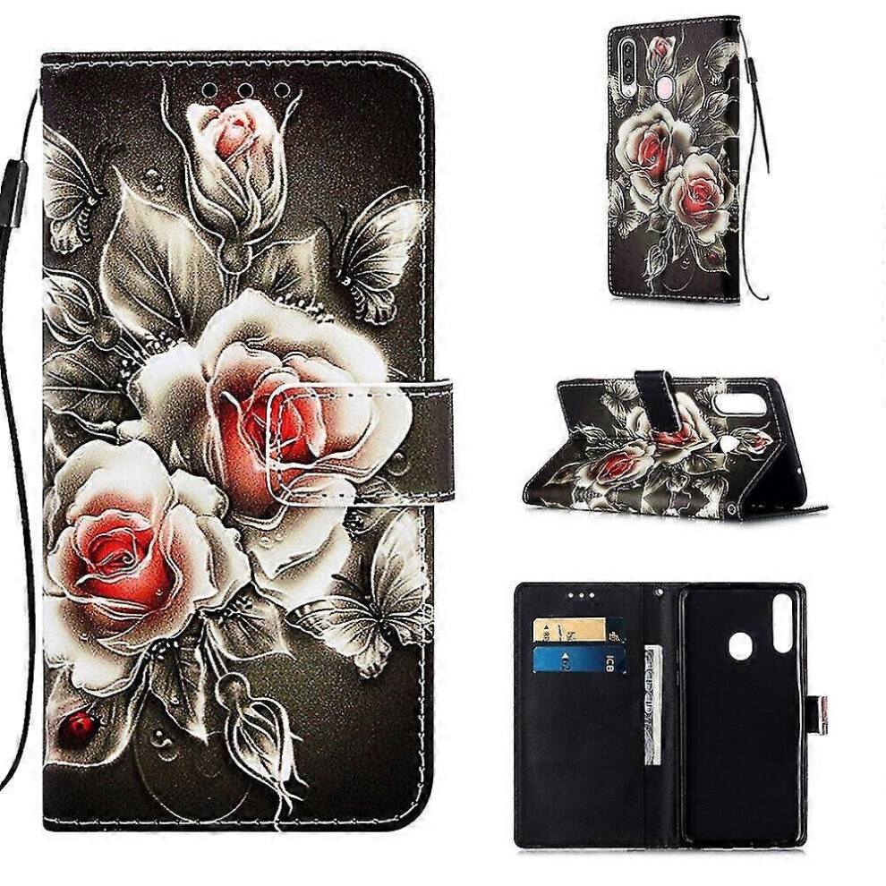 Samsung Galaxy A20s Leather Flip Case With Card Slot & Kickstand - Rose 5996097119303