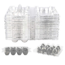 100pcs Reusable Quail Egg Box, 12 Grids Transparent Fridge Storage with Lid