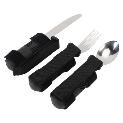 Adaptive Utensils Set Weighted Silverware for Arthritis Seniors with Secure Grip Handle Easy Clean Steel