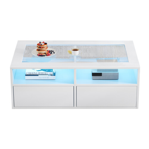 Coffee Table with 2 drawers, Open Storage