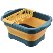 Collapsible Dish Basin with Drain Plug, Foldable SpaceSaving Sink Tub for Camping, RV and Kitchen Use