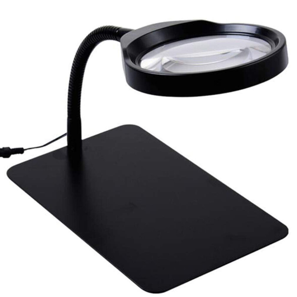 LED Magnifying Lamp with 10X Clear Magnification, Adjustable Swivel Arm and Stable Metal Base for Desk Work