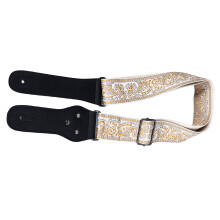 Guitar Strap Embroidery Widened Adjustable Gold