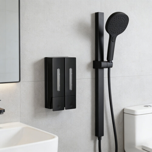 2 Pcs Modern Bathroom Soap Dispenser Wall Mounted For-Grey 1