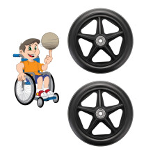 6 Inch Solid Wheelchair Front Caster Wheels, Anti‑Slip PVC Tires with 8mm Bearings, Universal Fit Pair