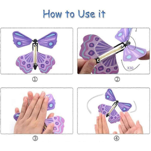40 PCS Wind-up Flying Butterfly Toys - Rubber Band Powered Magic Decor 1