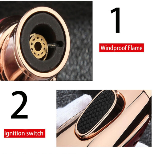 Windproof Butane Torch Lighter with Adjustable Jet Flame for Camping, BBQ, Candles and Kitchen (Silver) 2