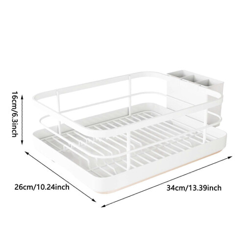 ABS Dish Drying Rack with Cutlery Holder & Tray, Space-Saving Kitchen Organizer 1