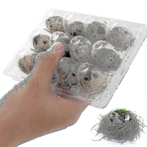 100pcs Reusable Quail Egg Box, 12 Grids Transparent Fridge Storage with Lid 2