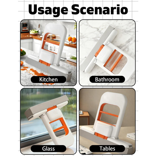 Mini Sponge Mop for Small Spaces, Foldable Desktop Cleaning Mop with OneHand Squeeze Handle and Replaceable Head (2 Set) 2