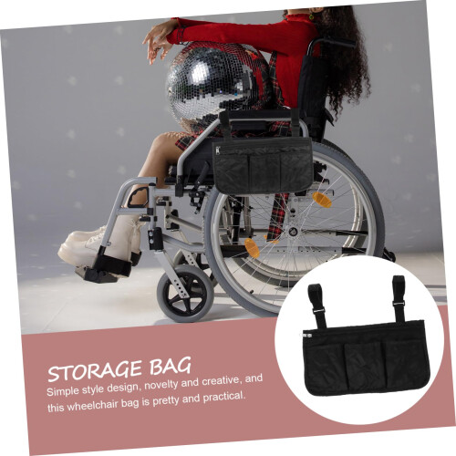 2pcs Wheelchair Side Bag with Easy Access Storage, Quick Strap Installation, Universal Fit Accessory 1