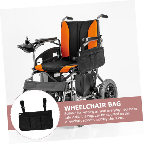 2pcs Wheelchair Side Bag with Easy Access Storage, Quick Strap Installation, Universal Fit Accessory 2