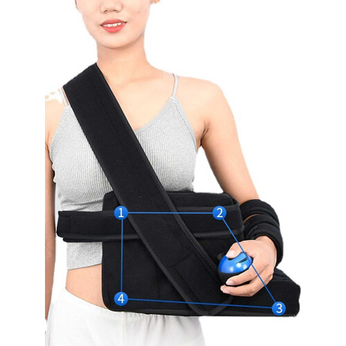 Shoulder Abduction Sling with Adjustable Pillow Support, Breathable Mesh Arm Immobilizer, Hand Exercise Ball 2