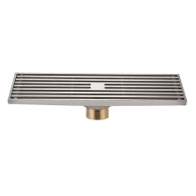 Desagüe de piso extendido de 8x30 cm con tira de cobre completa, estilo: K8035, escobillas de níquel + junta autoadhesiva de cobre.