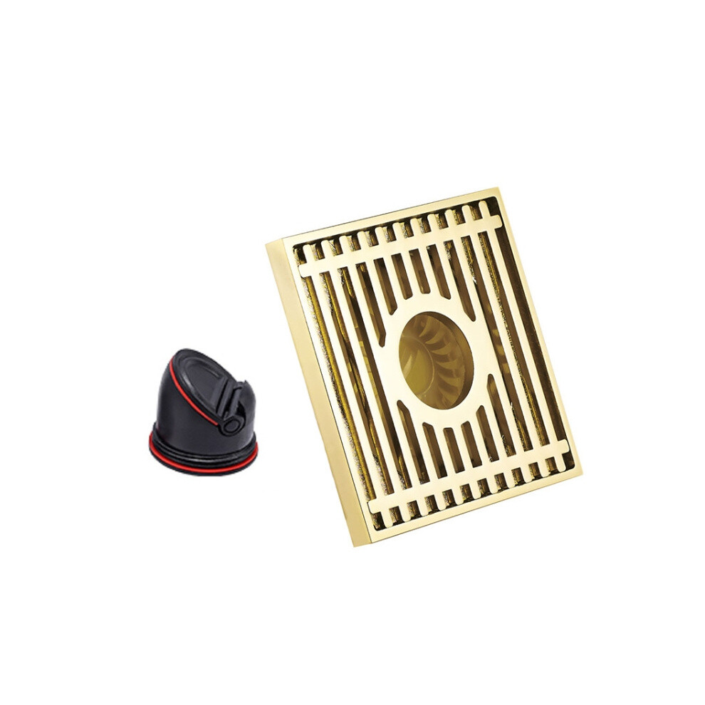Full Copper Odor Proof Floor Drain, Style: K7002 Gold Dual Use+Straight Row 6485316815571