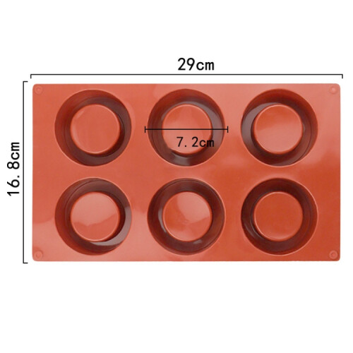 6 Cups Muffin Cake Cup Mold Baking Mold(Brick Red) 2