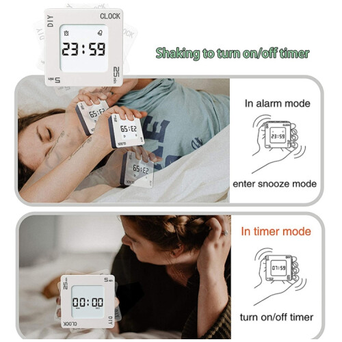 Vibrating DIY Timer Flip Alarm Time Management Timing Reminder(White Black Plane) 2