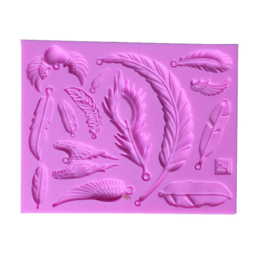 2 PCS Feather Shaped Fondant Cake Silicone Mold Baking Cake Decorating Tools 1